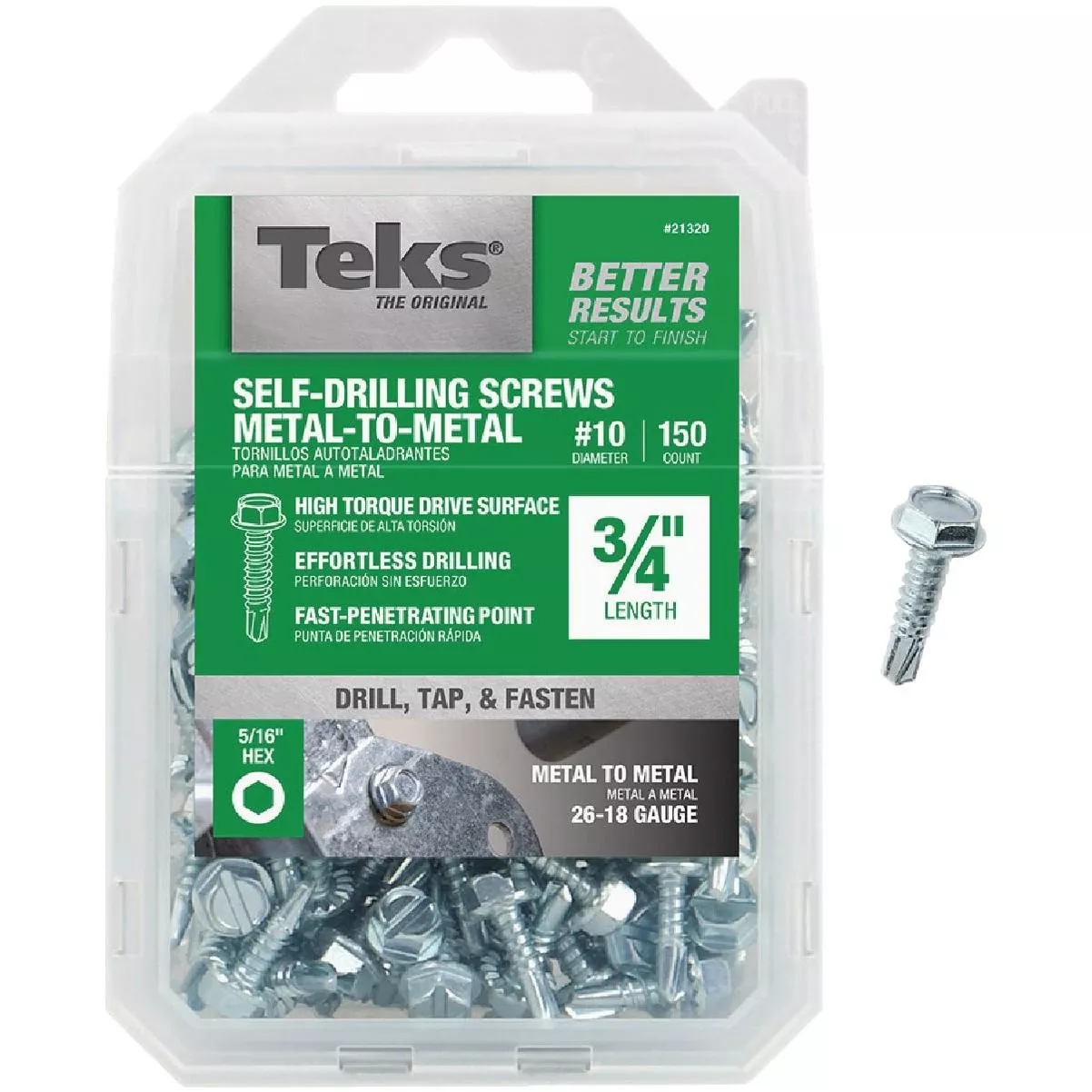 #10 X 3/4 In. Hex Washer Head Drill Point Metal To Metal Screw (150-count)