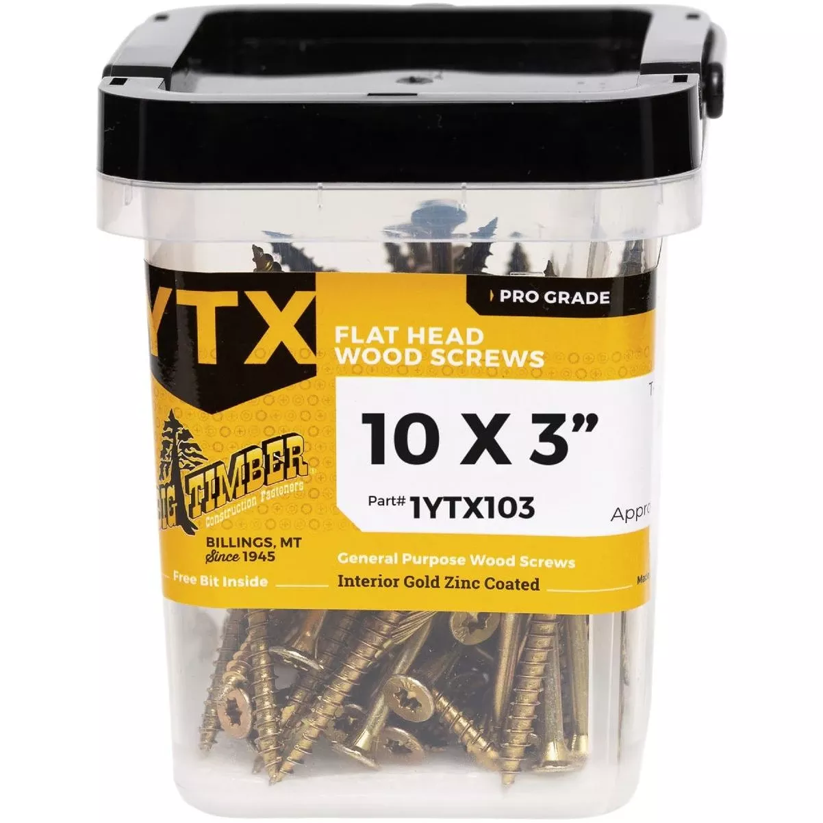 #10 X 3 In. Yellow Zinc Star Drive Flat Head Wood Screw (1 Lb.)