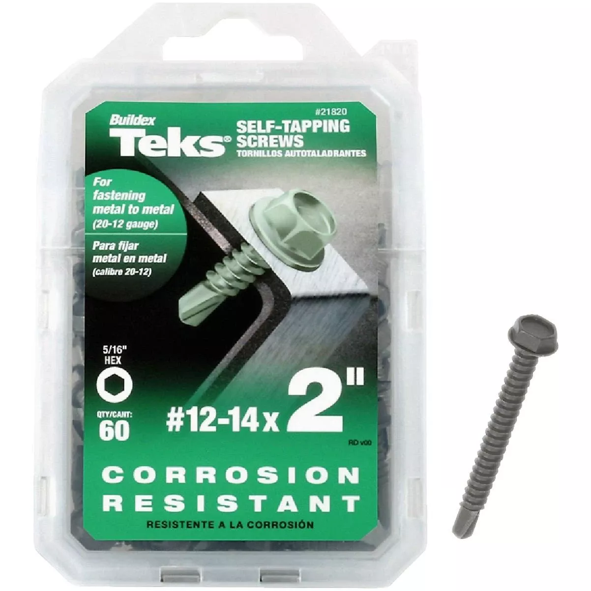 #12 X 2 In. Hex Washer Head Drill Point Metal To Metal Screw (60-count)