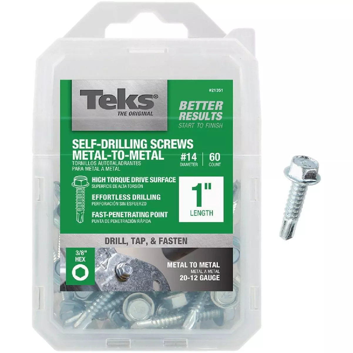 #14 X 1 In. Hex Washer Head Drill Point Metal To Metal Screw (60-count)