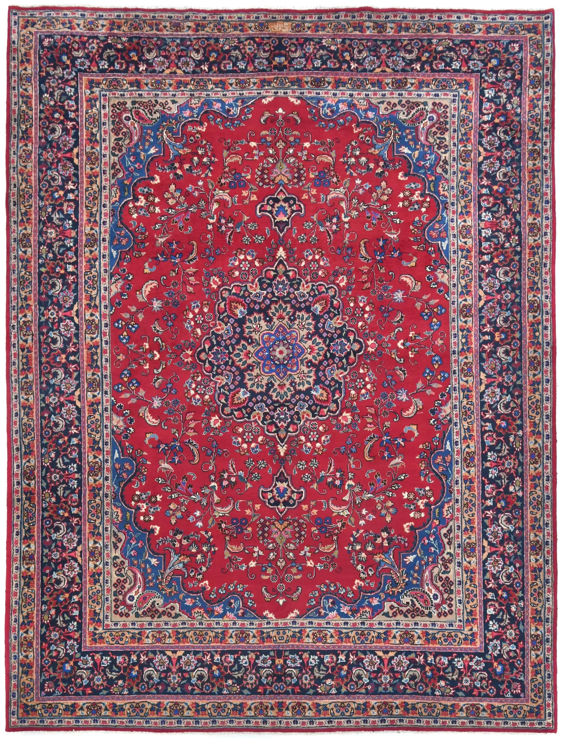 9'8" x 12'7" Hand-Knotted Mashad Persian Wool Rug