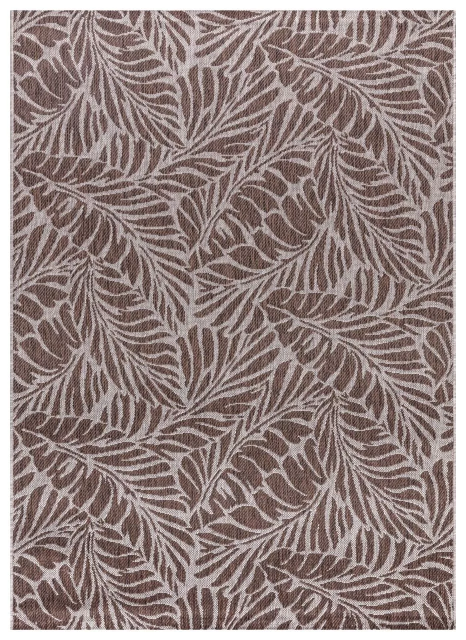 Brown Outdoor Area Rug | Tropical Leaf Botanical Design