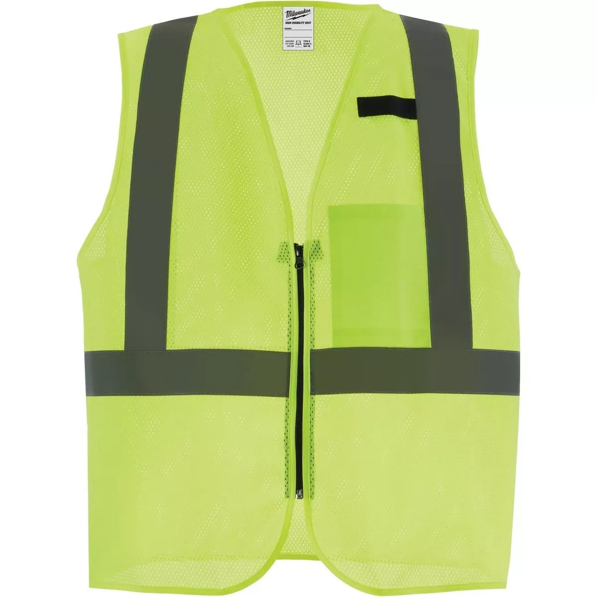 Class 2 High Visibility Yellow Mesh One Pocket Safety Vest, L/xl
