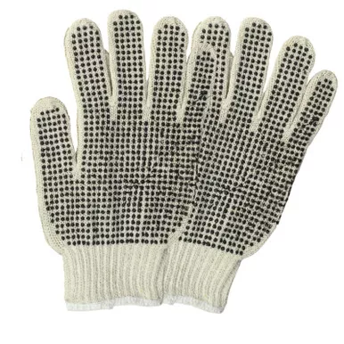 Cotton PVC Dotted String Knit Gloves Natural Double Sided Large