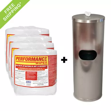 Performance Wipes 4 Rolls + Floor Stand Wipes Dispenser