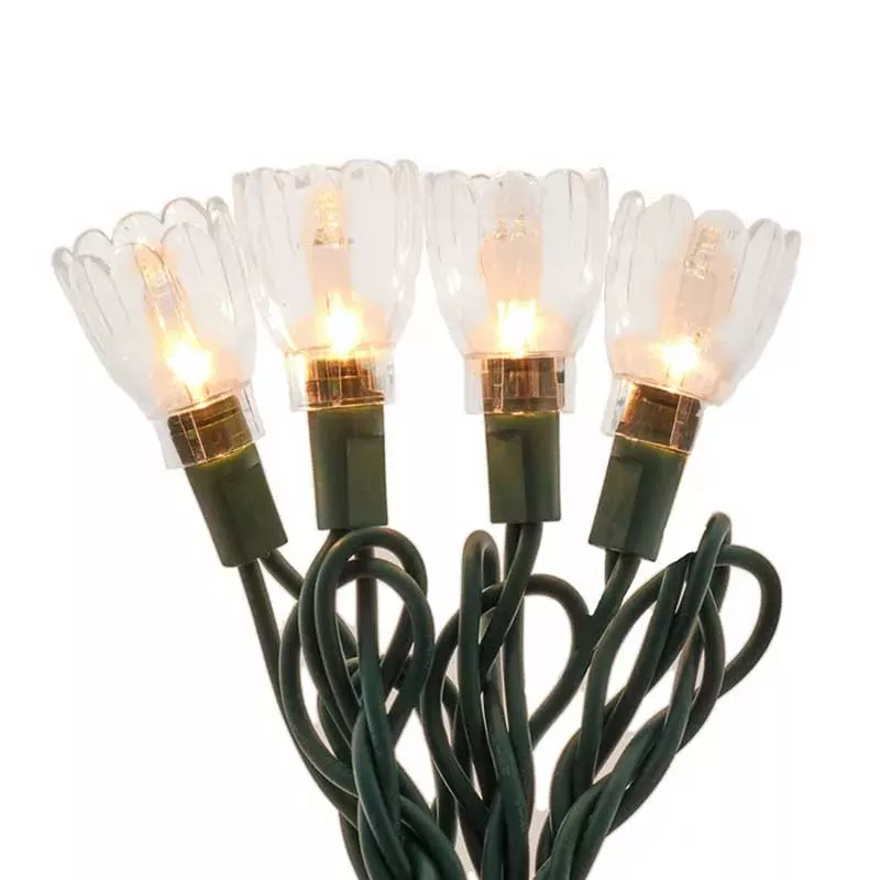 Vintage Clear Tulip Flower Lights - 35 Light Set